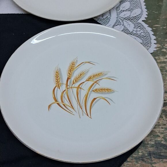 Set of 4 Elegant Wheat Design 9" Dinner Plates - Homer Laughlin - Picture 3 of 7